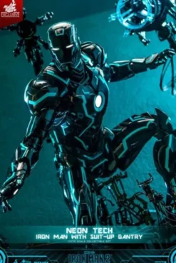 Iron Man 2 Figura 1/6 Neon Tech Iron Man with Suit-Up Gantry 32 cm