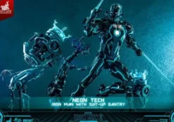 Iron Man 2 Figura 1/6 Neon Tech Iron Man with Suit-Up Gantry 32 cm