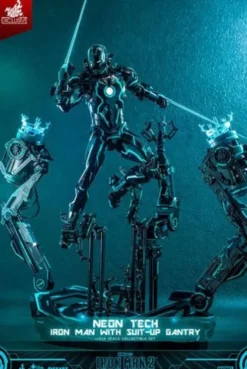 Iron Man 2 Figura 1/6 Neon Tech Iron Man with Suit-Up Gantry 32 cm
