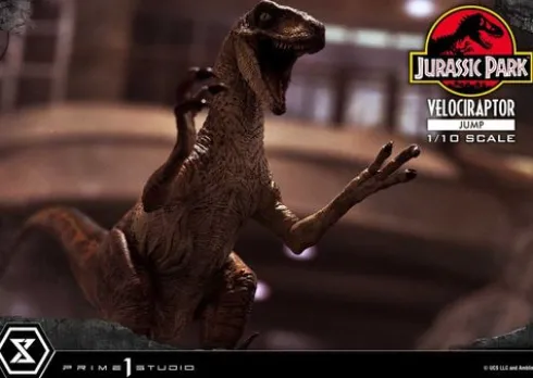 Jurassic Park Estatua Prime Collectibles 1/10 Velociraptor Jump 21 cm