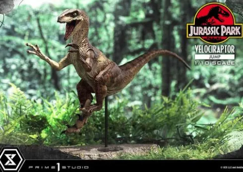 Jurassic Park Estatua Prime Collectibles 1/10 Velociraptor Jump 21 cm