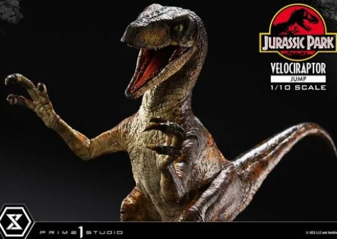 Jurassic Park Estatua Prime Collectibles 1/10 Velociraptor Jump 21 cm