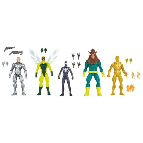 Marvel Legends Pack de 5 Figuras Spider-Man, Silvermane, Human Fly, Molten Man and Razorback