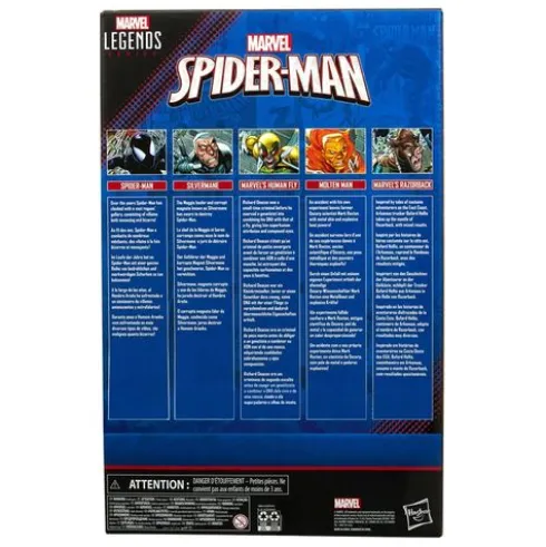 Marvel Legends Pack de 5 Figuras Spider-Man, Silvermane, Human Fly, Molten Man and Razorback