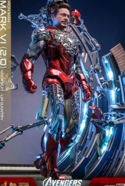 Marvel Los Vengadores Figura Movie Masterpiece Diecast 1/6 Iron Man Mark VI (2.0) with Suit-Up Gantry 32 cm