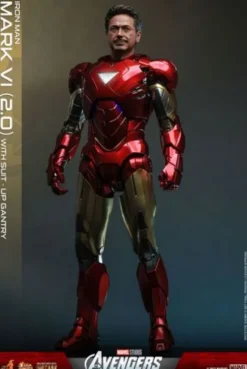 Marvel Los Vengadores Figura Movie Masterpiece Diecast 1/6 Iron Man Mark VI (2.0) with Suit-Up Gantry 32 cm