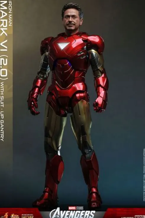 Marvel Los Vengadores Figura Movie Masterpiece Diecast 1/6 Iron Man Mark VI (2.0) with Suit-Up Gantry 32 cm
