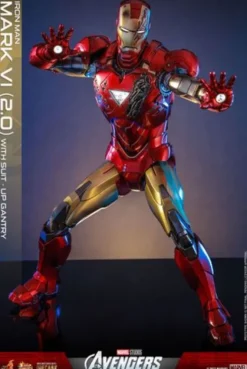 Marvel Los Vengadores Figura Movie Masterpiece Diecast 1/6 Iron Man Mark VI (2.0) with Suit-Up Gantry 32 cm