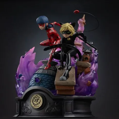 Miraculous Estatua 1/10 Deluxe Art Scale Lady Bug and Cat Noir Signed Edition 23 cm
