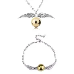 Pack Collar y Pulsera Snitch Harry Potter Plateada