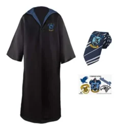 Pack Disfraz Túnica Mago Ravenclaw con corbata y 5 tatuajes Harry Potter