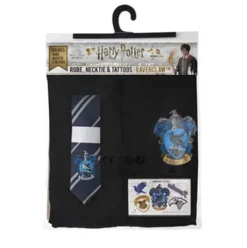 Pack Disfraz Túnica Mago Ravenclaw con corbata y 5 tatuajes Harry Potter