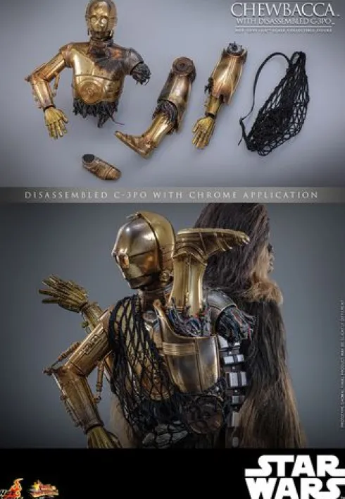 Star Wars: El Imperio Contraataca Figura Movie Masterpiece 1/6 Chewbacca con C-3PO desmontado