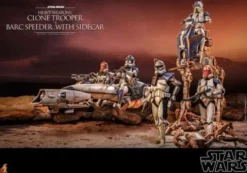 Star Wars The Clone Wars Figura 1/6 Heavy Weapons Clone Trooper & BARC Speeder with Sidecar 30 cm
