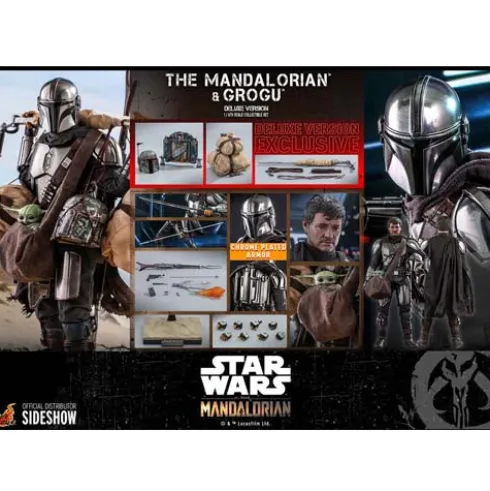 Star Wars The Mandalorian Pack de 2 Figuras 1/6 The Mandalorian & Grogu Deluxe Version 30 cm Hot Toys