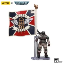 Warhammer 40k Figura 1/18 Astra Militarum Cadian Command Squad Veteran with Regimental Standard 12 cm