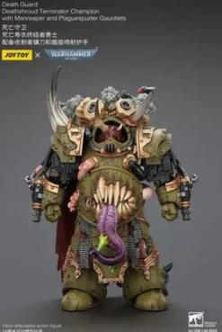 Warhammer 40k Figura 1/18 Death Guard Deathshroud Terminator Championwith Manreaper and Plaguespurter Gauntlets 14 cm