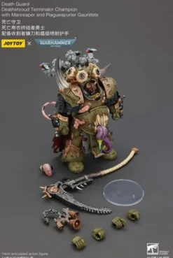 Warhammer 40k Figura 1/18 Death Guard Deathshroud Terminator Championwith Manreaper and Plaguespurter Gauntlets 14 cm